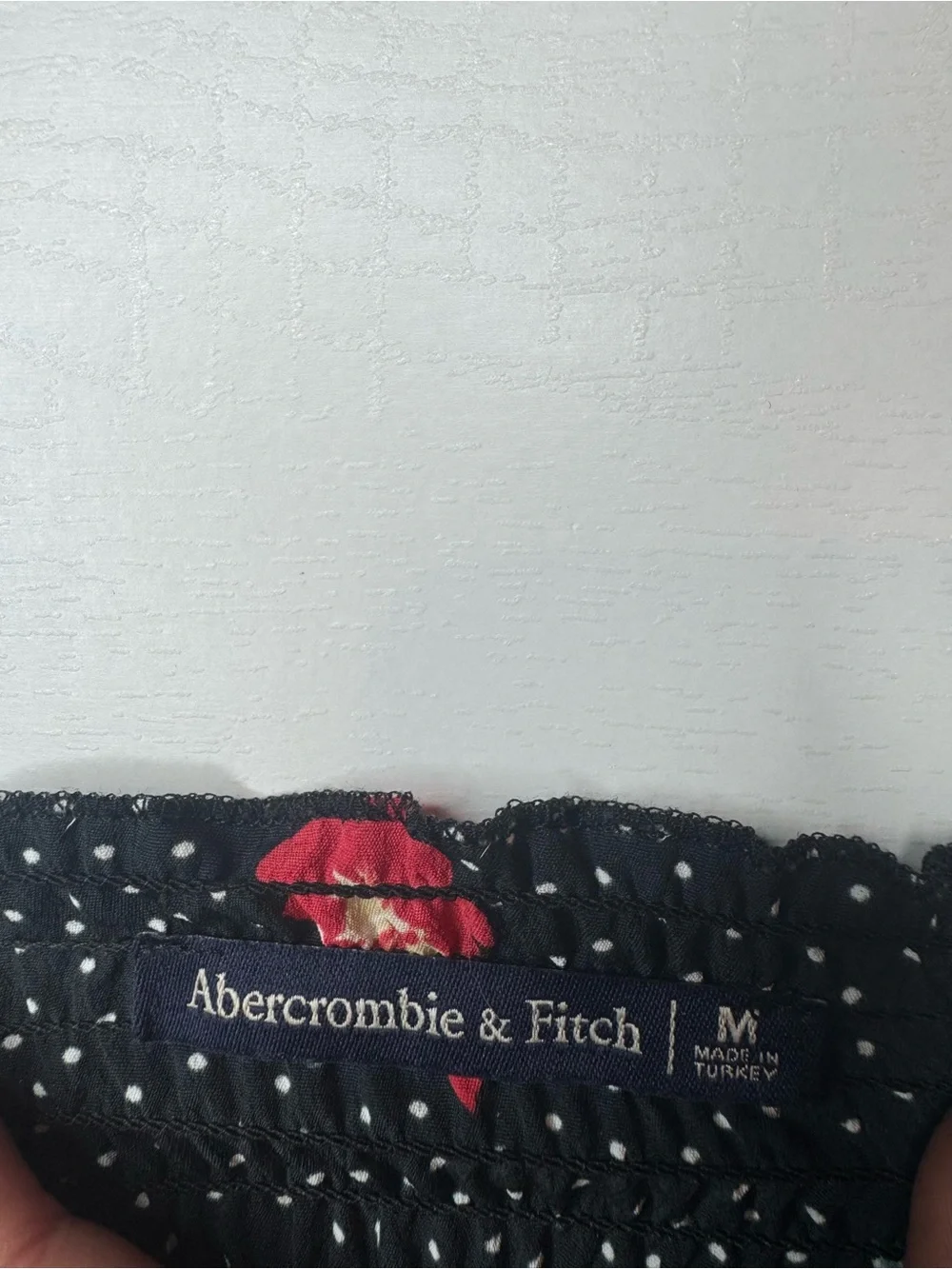 Abercrombie & Fitch Black Floral Smocked Square-Neck Crop Top